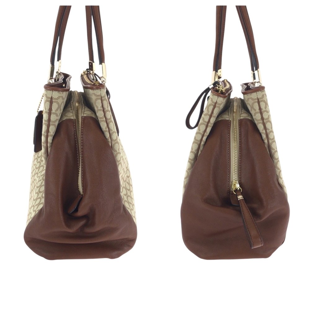 COACH Madison Op Art Brown Beige Gold Hardware Canvas Handbag Shoulder Bag for - Picture 8 of 10